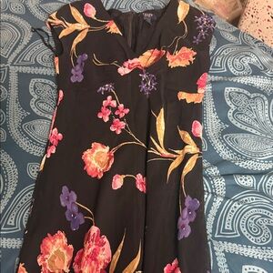 Floral Black Dress with Pink and Purple Accents
